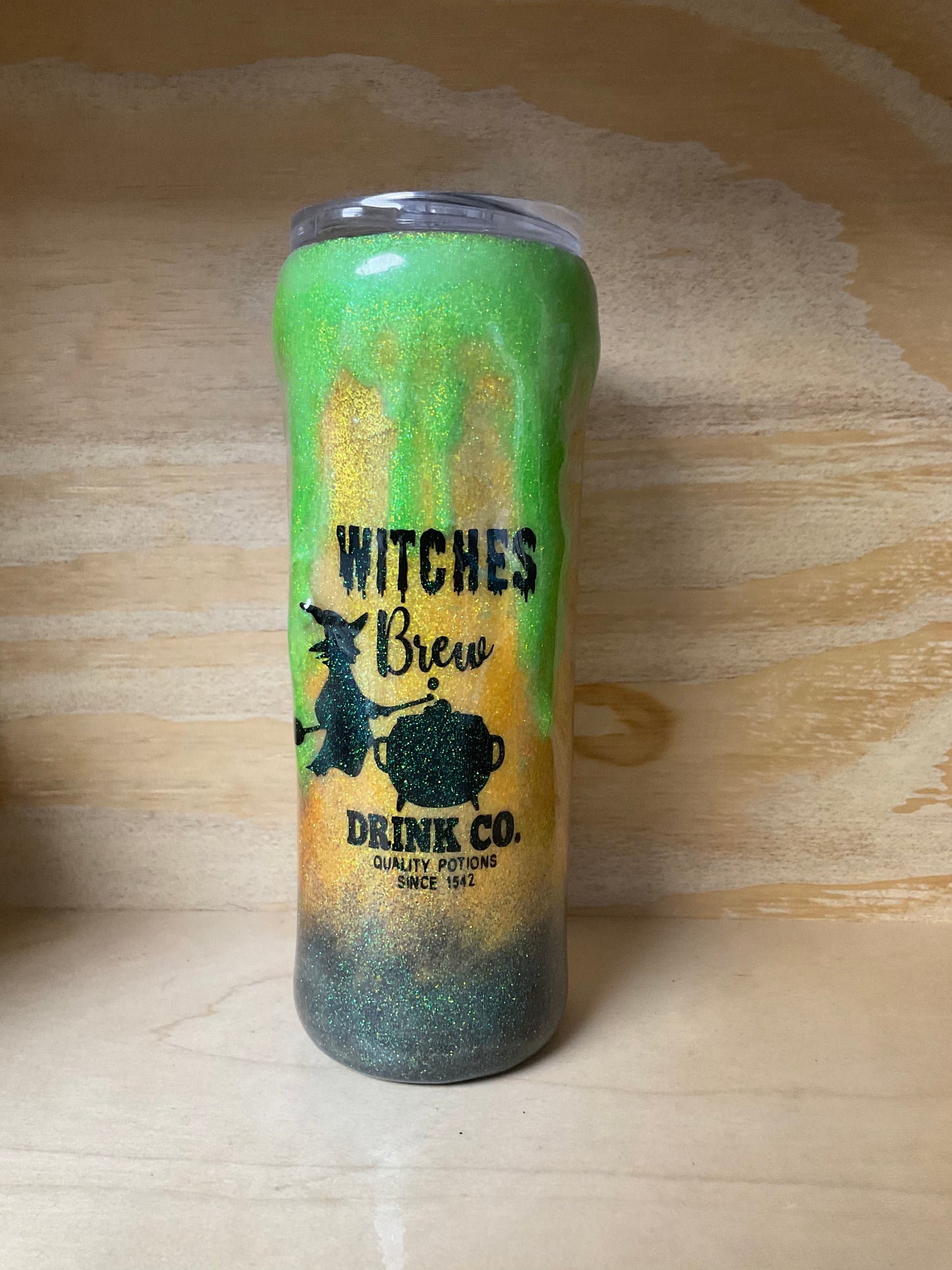 1 - 20oz Skinny Witches Brew Themed Tumbler Glow